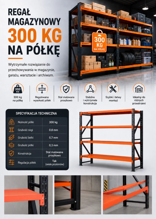 Dostawka 192x60x200cm moduł do regału 200x60x200cm 1200g 4 półki pomarańczowy.png