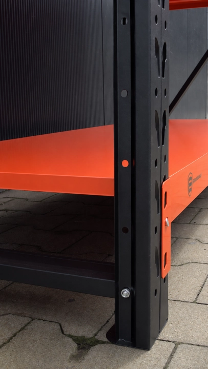 Regał Magazynowy 150x60x200cm 800kg 4 Półki Czarno-pomarańczowy
