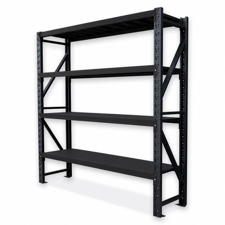Regał Magazynowy 200x50x200cm 2000kg 4 Półki Czarny