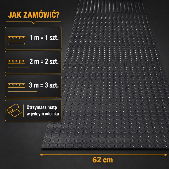 Mata gumowa 62 cm szerokości wykładzina antypoślizgowa 3mm metro