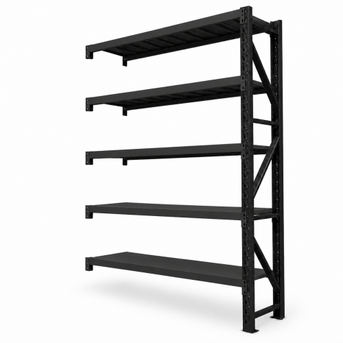 Dostawka 192x50x250cm moduł do regału 200x50x250cm 1500kg 5 półki czarny