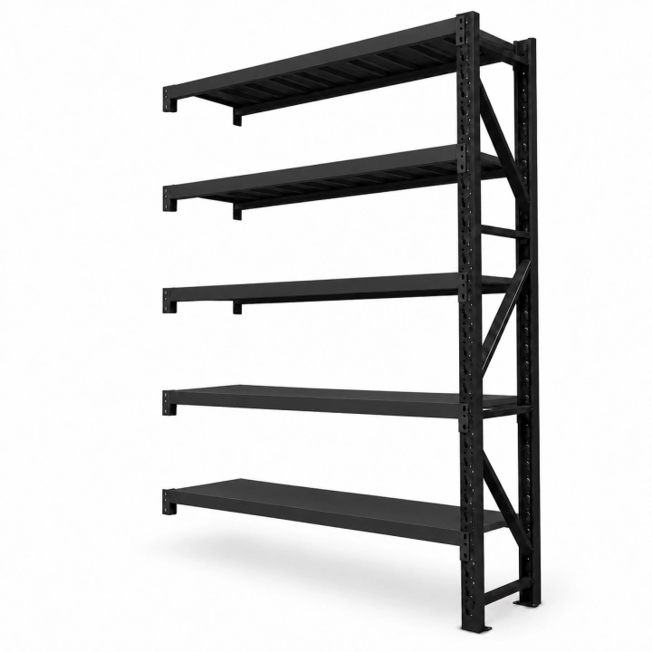 Dostawka 192x50x250cm moduł do regału 200x50x250cm 1500kg 5 półki czarny