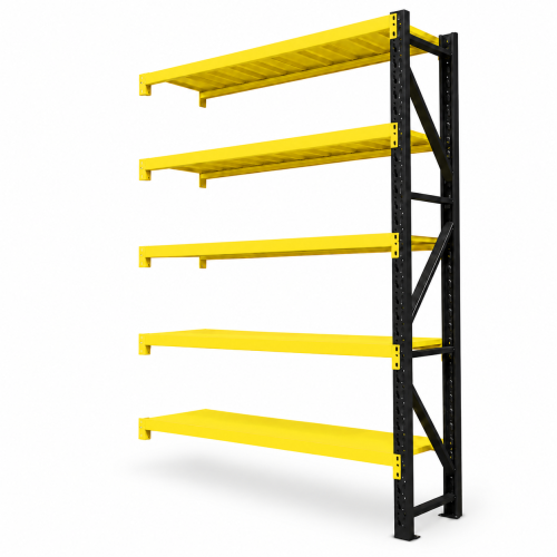 Dostawka 192x50x250cm moduł do regału 200x50x250cm 1500kg 5 półki czarno-żółty