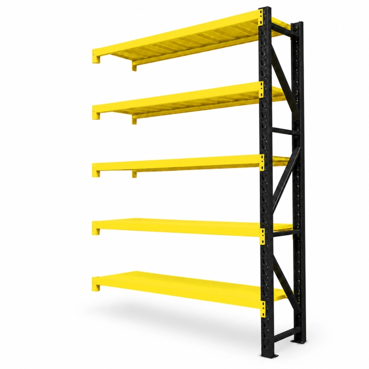 Dostawka 192x50x250cm moduł do regału 200x50x250cm 1500kg 5 półki czarno-żółty