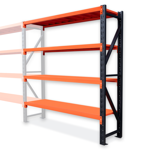 Dostawka 192x60x200cm moduł do regału 200x60x200cm 800g 4 półki pomarańczowy.png