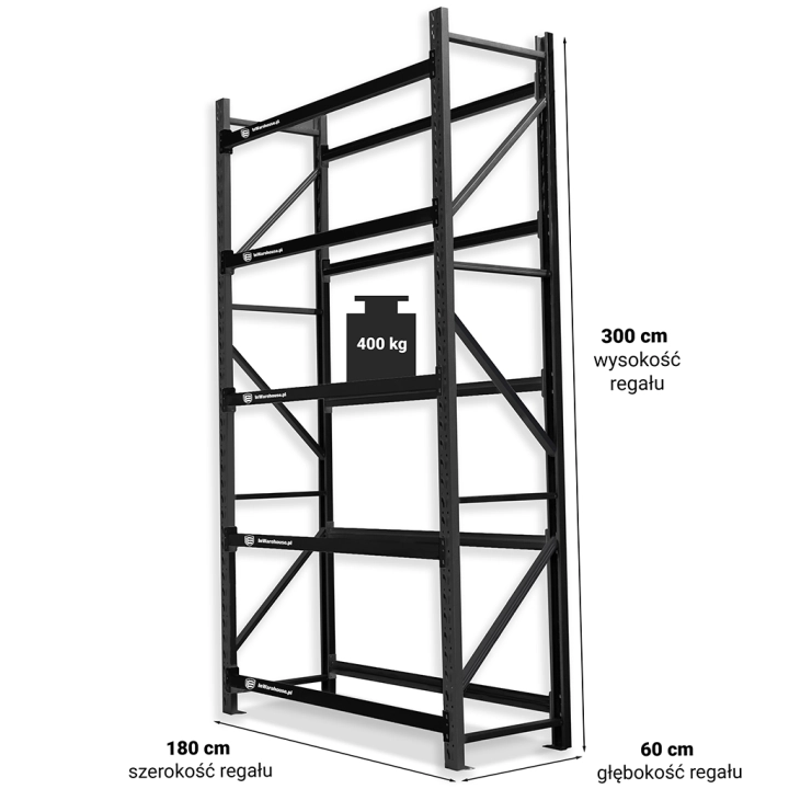 Regał stalowy do składowania opon 180x60x300 2000kg 5 półek Czarny.png