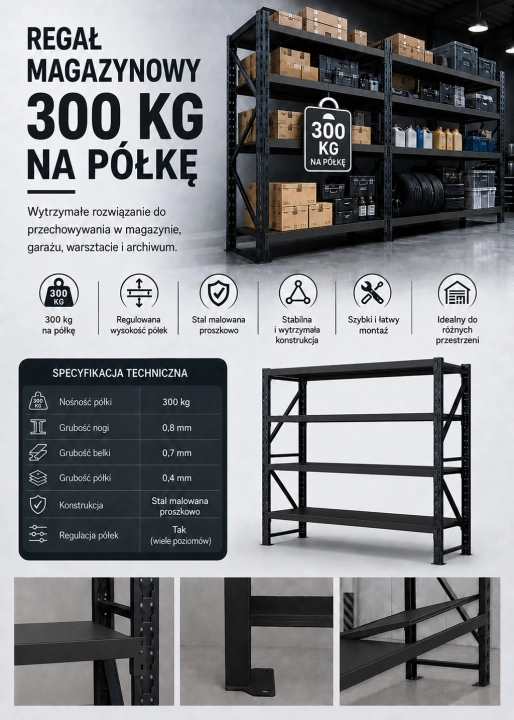 Dostawka 192x50x200cm moduł do regału 200x50x200cm 1200kg 4 półki czarny.png