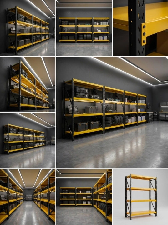 Regał Magazynowy 200x60x200cm 800kg 4 Półki Czarno-żółty