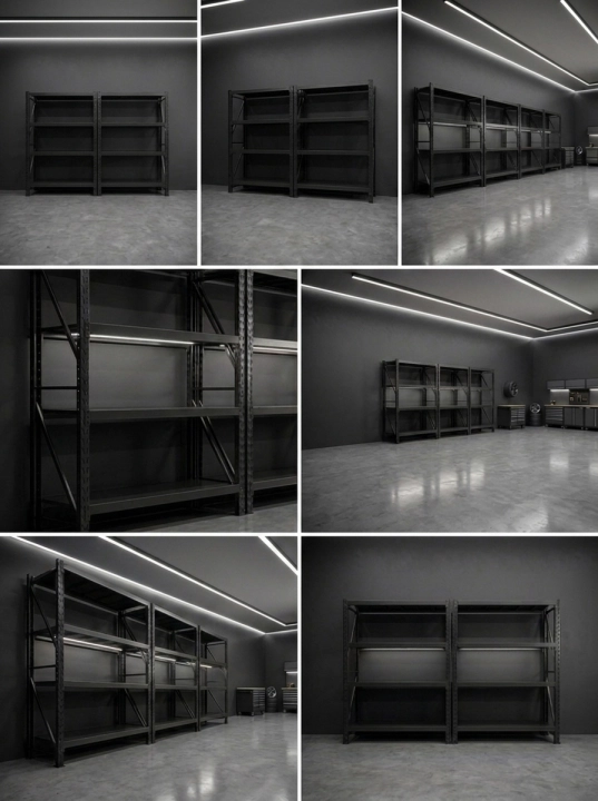 Regał Magazynowy 200x50x200cm 800kg 4 Półki Czarny
