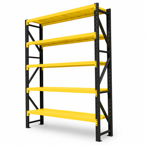 Regał Magazynowy 200x50x250cm 1500kg 5 Półek Czarno-żółty.png