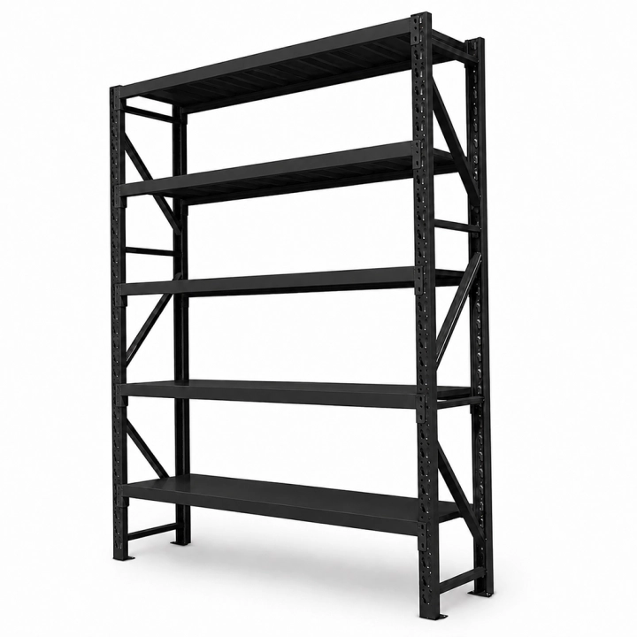Regał Magazynowy 200x50x250cm 1500kg 5 Półek Czarny.png
