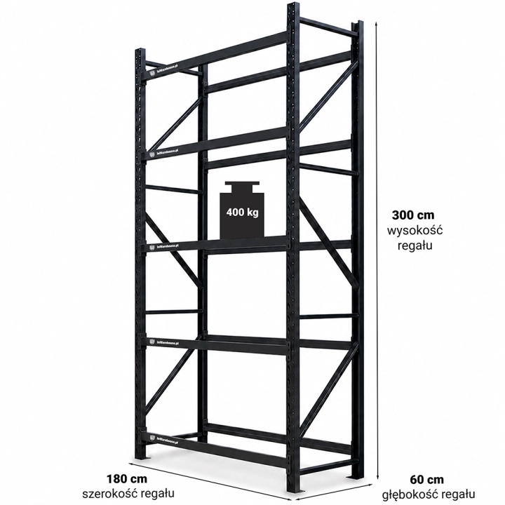 Regał stalowy do składowania opon 180x60x300 2000kg 5 półek Czarny.png