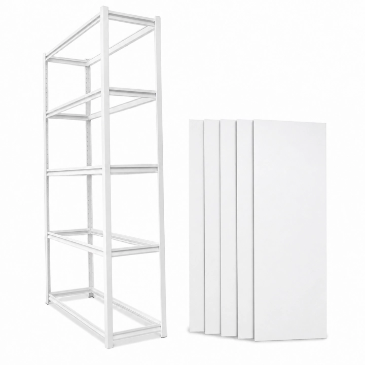 Regał Magazynowy 120x50x200cm 750kg 5 Metalowych Półek Biały.png